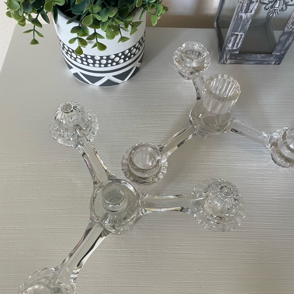 Set Of 2 Cambridge Elegant Depression Glass Candle Holders 3 large Arm Vintage - Picture 6 of 7